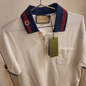 Authentic Gucci Stretch Cotton Piquet Polo with Interlocking G